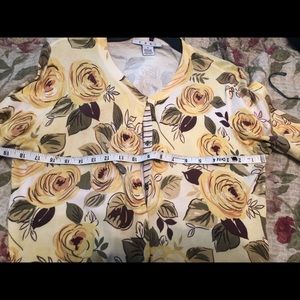 CAbi Floral Rose yellow snap cardigan size M